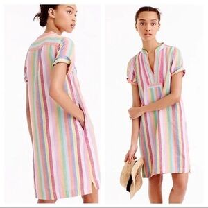 J.Crew Rainbow Candy Striped Linen Dress Size 8